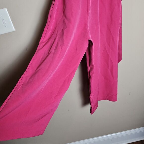 Sam Edelman Women's Hot Pink‎ V-Neck Wide Leg Tie Waist Crop Jumpsuit Size 8 NEW - Picture 8 of 12